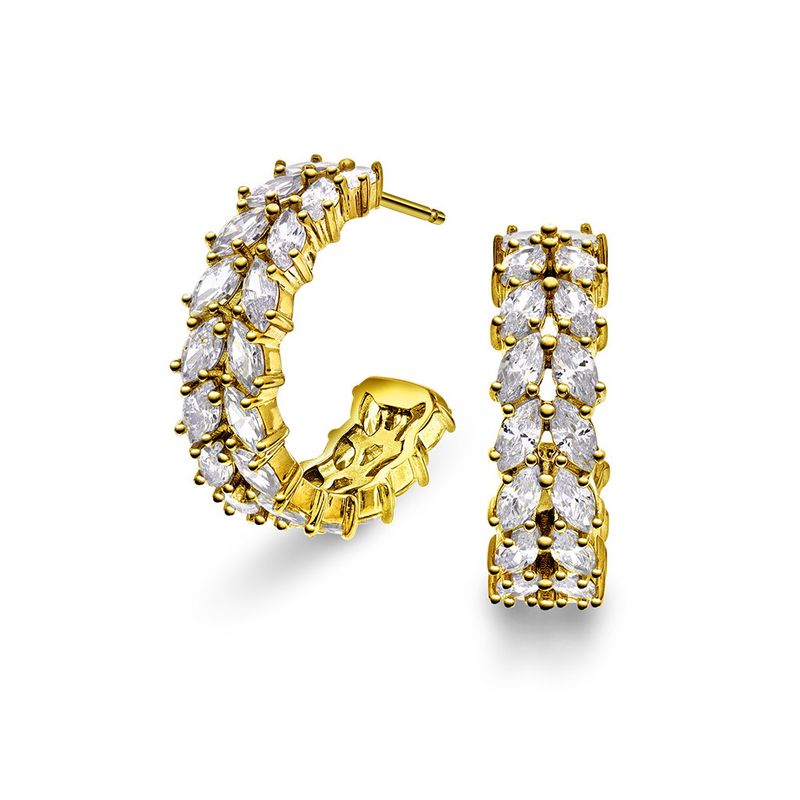 Glan Pan Jewelery Crown øredobber i forgylt sølv med zirkonia 992570