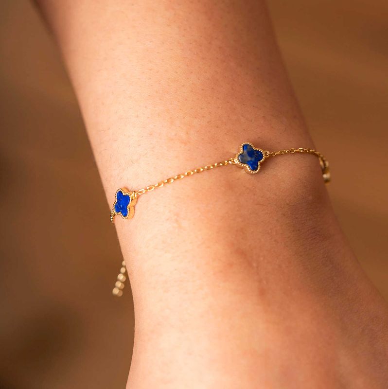 Kløver armbånd i sølv havblå 992038