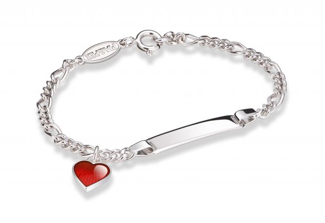 Hovedbilde ID-armbånd sølv - Rødt hjerte 222511