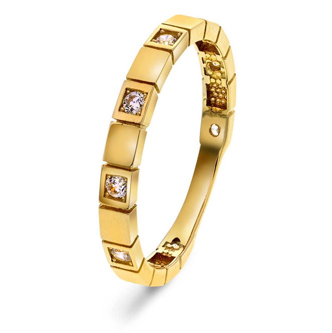 Hovedbilde Ring i gult gull med zirkonia 59667.58