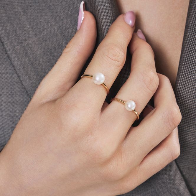 Hovedbilde Ring gult gull perle 59983