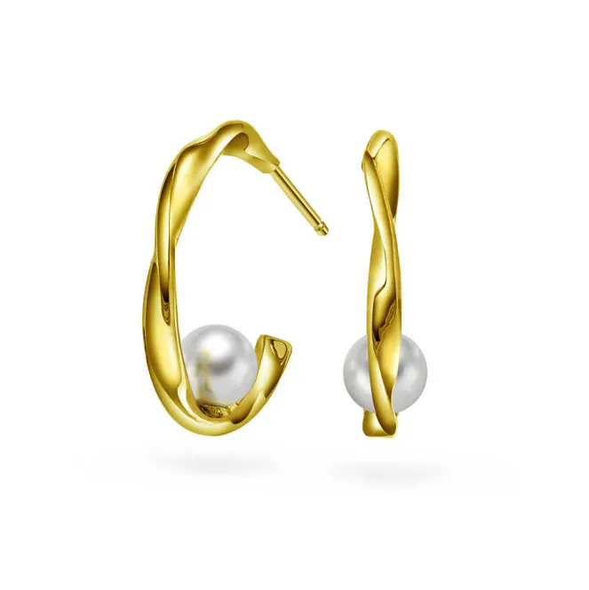 Hovedbilde Capri øredobber forgylt sølv med perle 992237