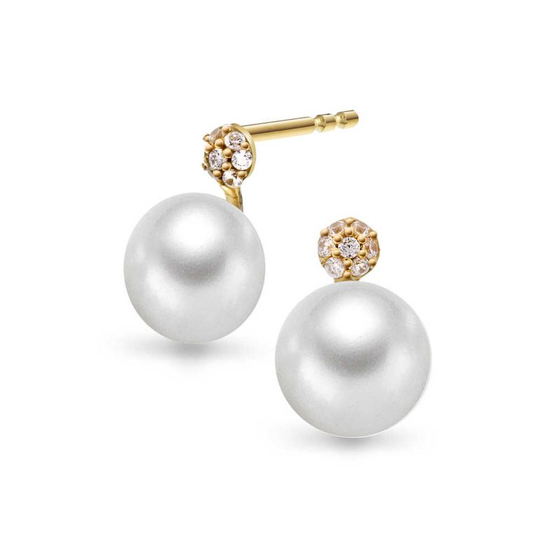 Øredobber i gull med ferskvannsperle 59250
