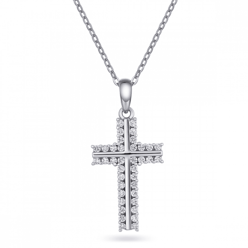 Smykke sølv kors zirkonia 66148