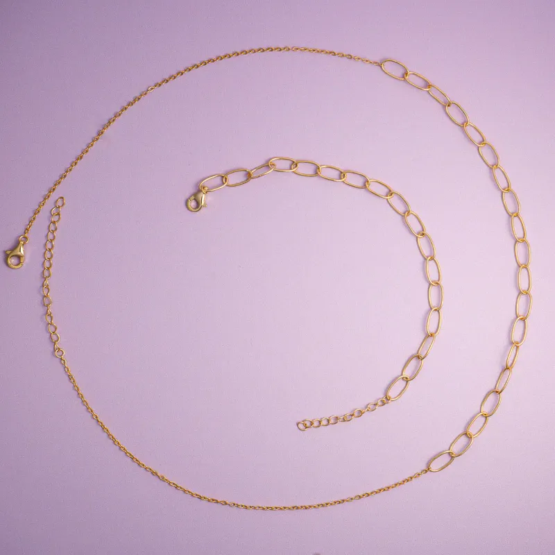 Sandra Lyng Hooked kjede forgylt sølv 48151