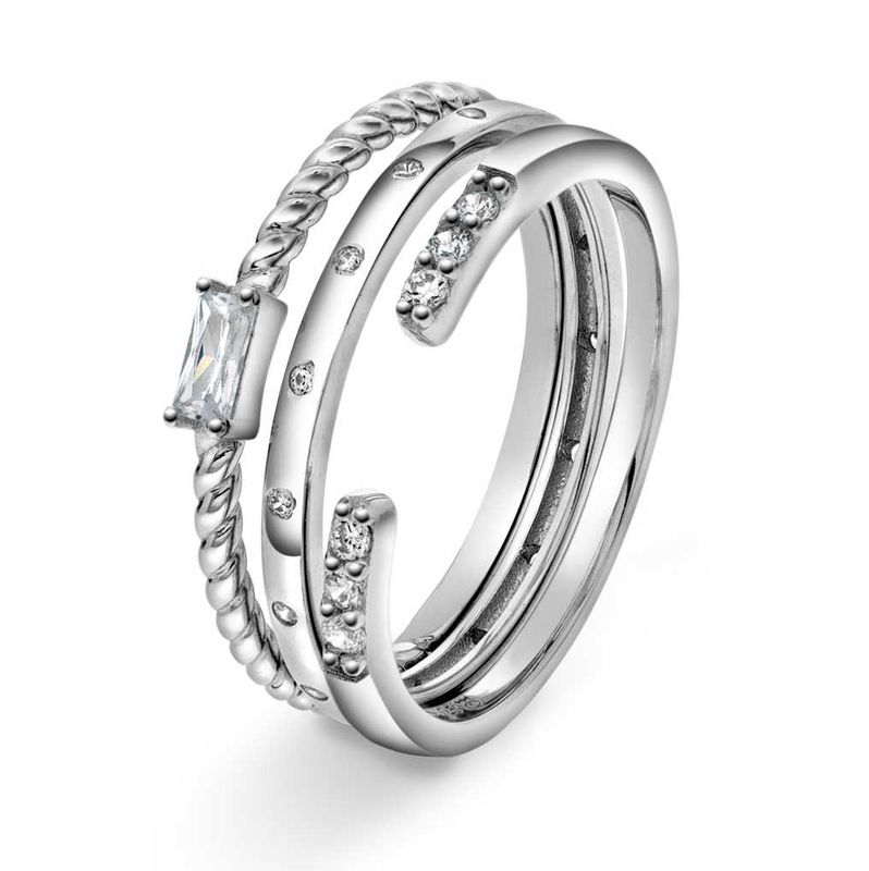 Ringer i sølv med zirkonia