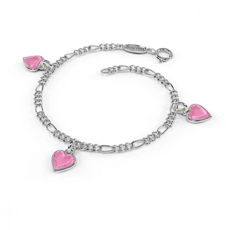 Charms-armbånd i sølv - Rosa hjerter 22501