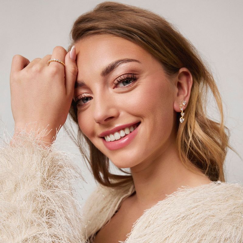Glam Pan Jewelery Glitz hearts øredobber i forgylt sølv med hvit zirkonia 992739