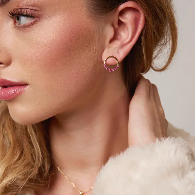 Hovedbilde GLAM Starlight øredobber forgylt sølv rosa zirkonia 992734