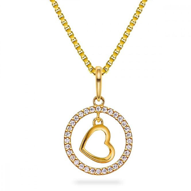 Hovedbilde Anheng gull hjerte zirkonia 52876