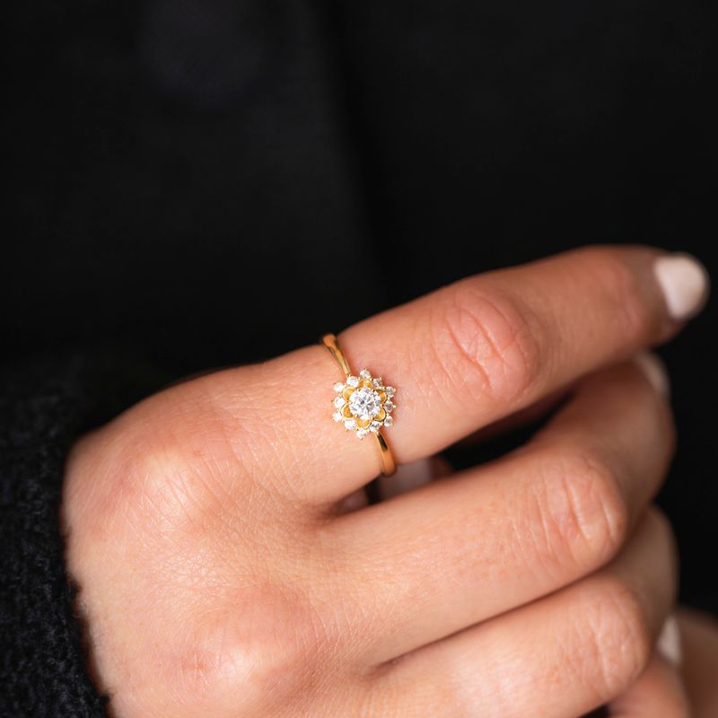 Ring  gult gull zirkonia 59722