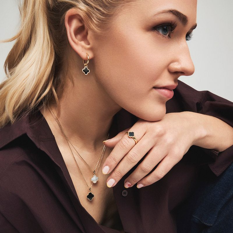 Kløver øreringer sølv sort 992025