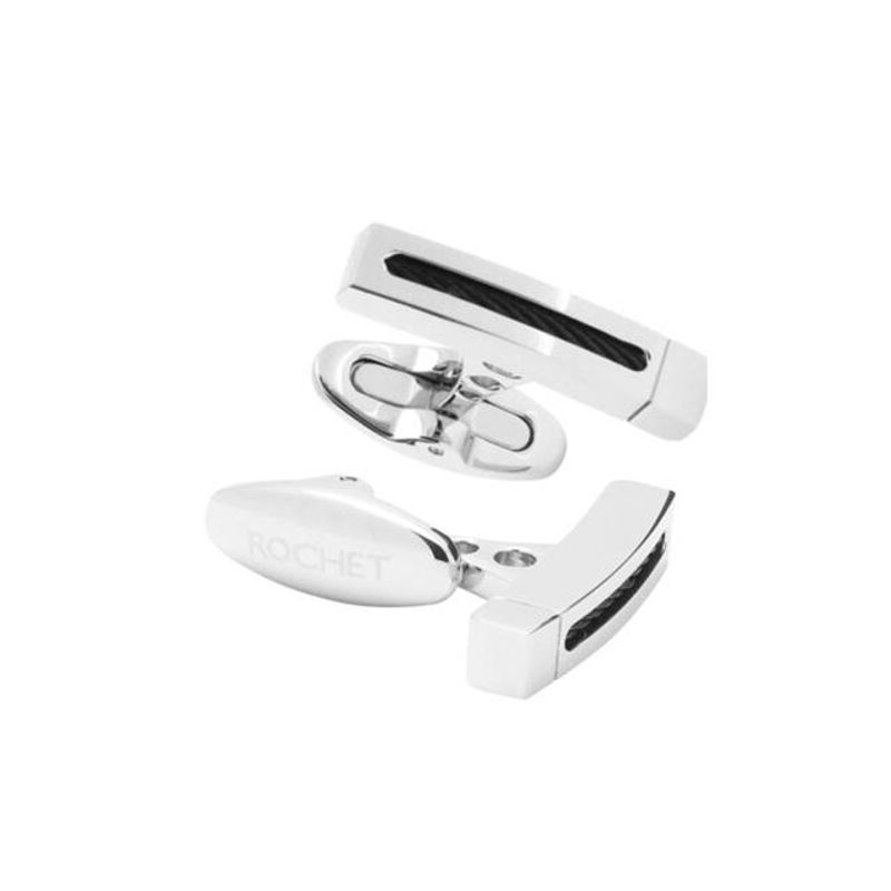Cufflinks Steel with black PVD wire M062381