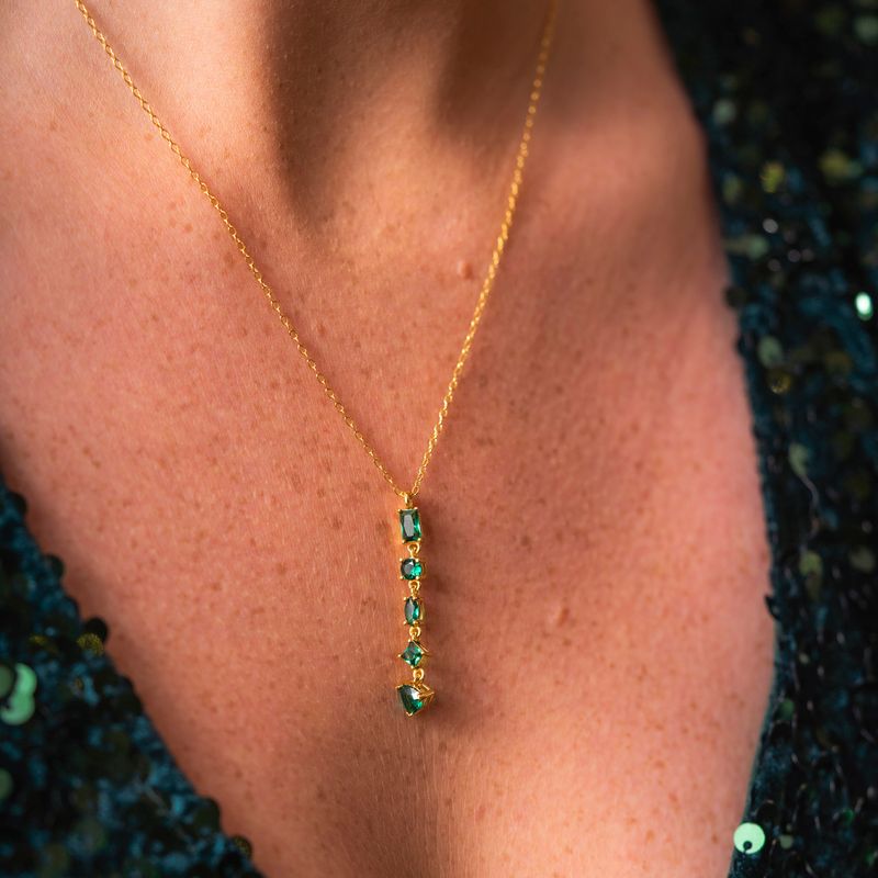 Viva Vegas smykke i forgylt sølv grønn zirkonia 992087