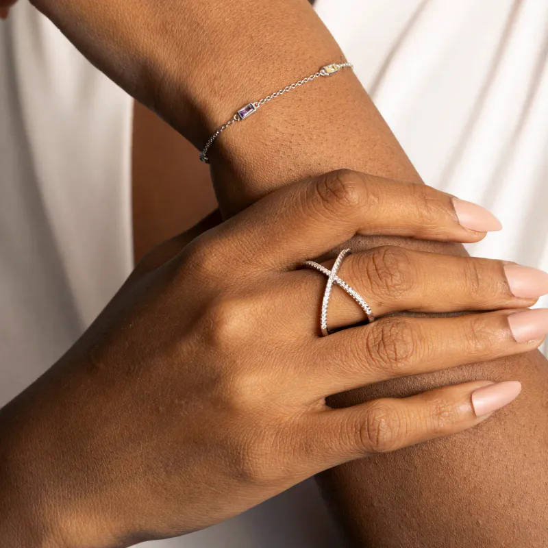 X-ring rhodinert sølv med zirkonia 991874