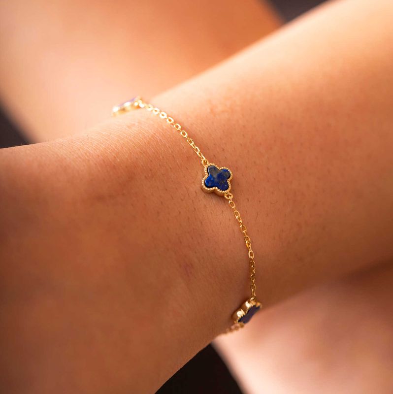 Kløver armbånd i sølv havblå 992038