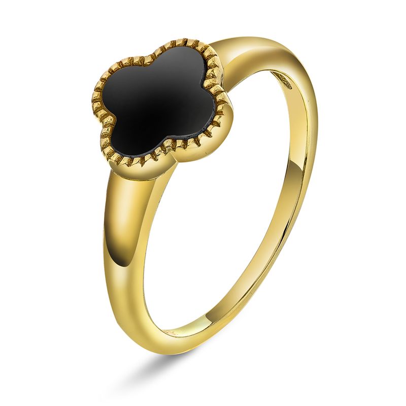 Kløver ring sølv sort 992379