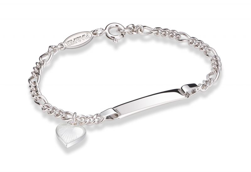 ID-armbånd i sølv - Hvitt hjerte 222503