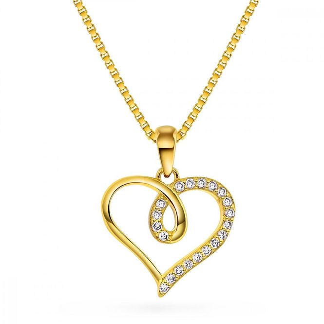 Hovedbilde Smykke forgylt sølv hjerte zirkonia 67078