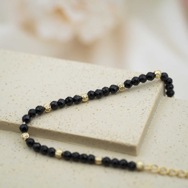 Armbånd i sølv med sorte kuler 44543.19