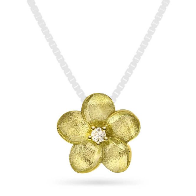 Hovedbilde Anheng i gull med diamant blomst 26100018