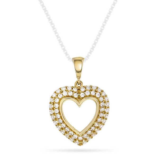 Hovedbilde Anheng i gull med zirkonia hjerte 59517