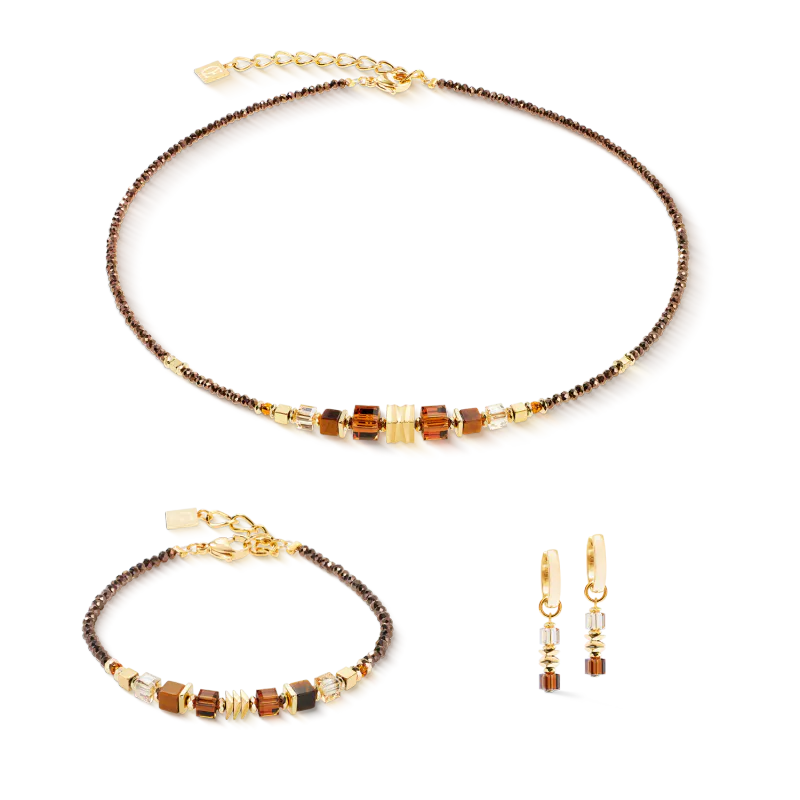 COEUR DE LION Necklace Wave Cube Flow Brown 304410-1116