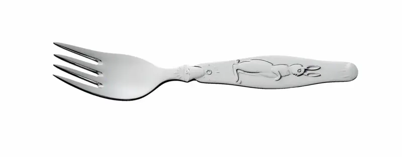 Hare gavesett skje og gaffel sølv 078830