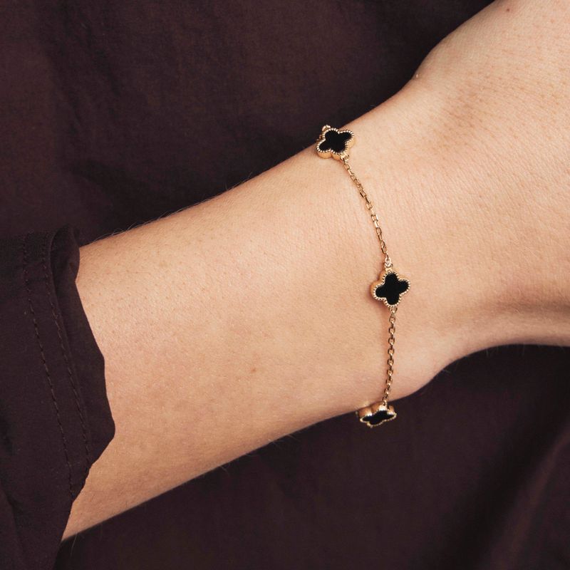 Kløver armbånd sølv sort 992035