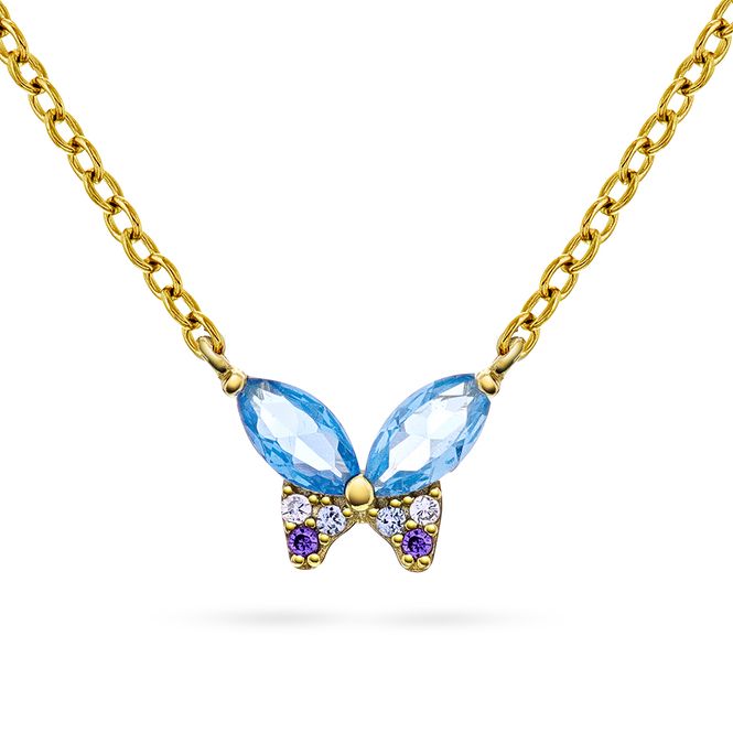 Hovedbilde Smykke forgylt sølv blå zirkonia sommerfugl 25466