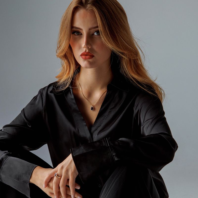 EC Anheng gult gull med diamant 0,14 ct WSI og Rhodolitt 26150043