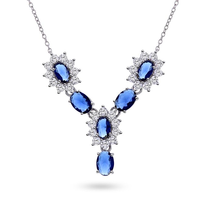 Hovedbilde Royal smykke sølv blå sten 992444