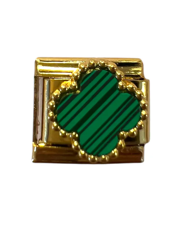 Ledd til Leddarmbånd - Gullfarget med grønn kløver